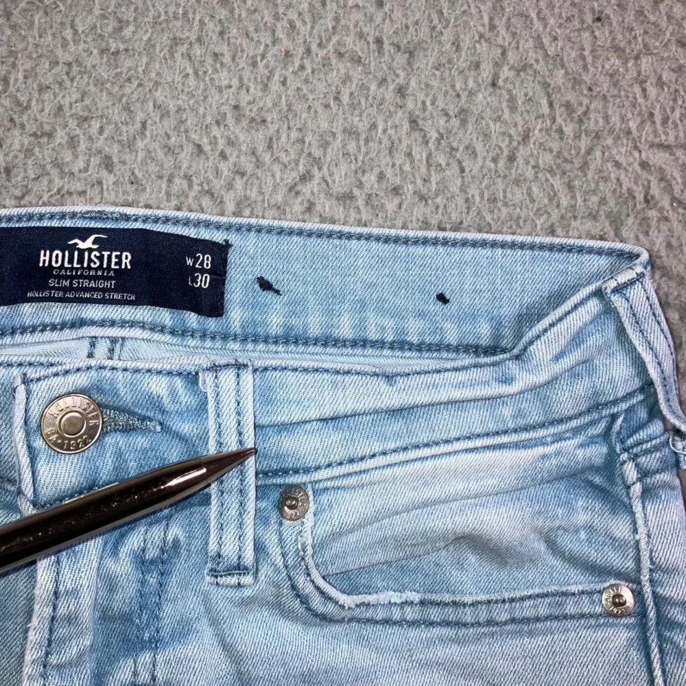 Hollister Slim Straight Jeans Mens 28x30‎ Blue Distressed Grunge Punk Fit 28x27
